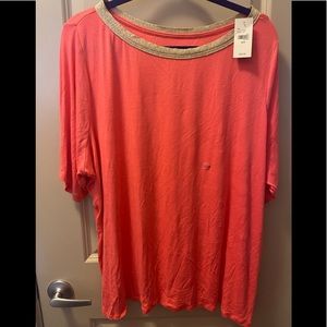 Lane Bryant Coral Shirt with Gold Collar